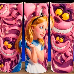 Alice in Wonderland with Cheshire Cat Cup Mug Tumbler 20oz